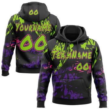 Custom Graffiti Pattern Neon Green Black-Pink Geometric Scratch Splatter Pullover Sweatshirt Hoodie