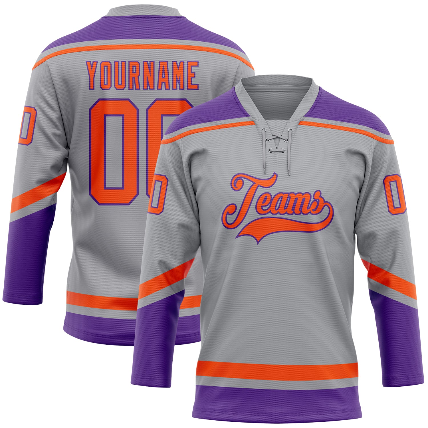 Custom Hockey Jersey Black Purple-Pink Hockey Lace Neck Jersey Men's Size:2XL