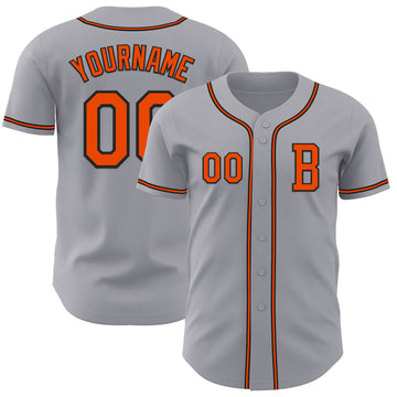 Custom Gray Orange-Black Authentic Baseball Jersey