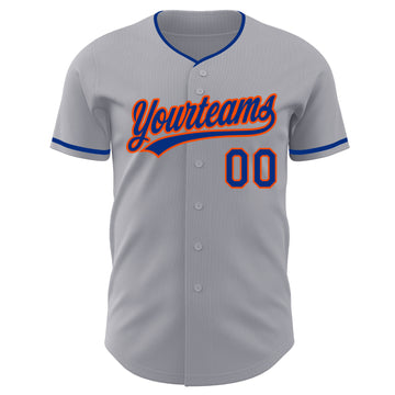 Custom Gray Royal-Orange Authentic Baseball Jersey