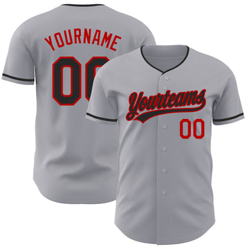Custom Gray Black-Red Authentic Baseball Jersey