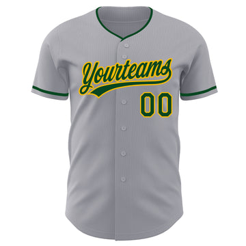 Custom Gray Green-Gold Authentic Baseball Jersey