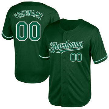 Custom Green Kelly Green-White Mesh Authentic Throwback Baseball Jersey