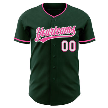 Custom Green Pink-White Authentic Baseball Jersey