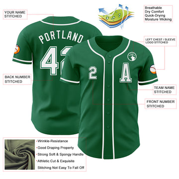 Custom Kelly Green White Authentic Baseball Jersey