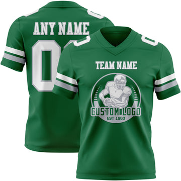 Custom Kelly Green White-Gray Mesh Authentic Football Jersey