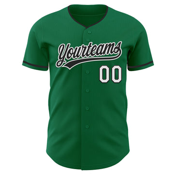 Custom Kelly Green Black-White Authentic Baseball Jersey