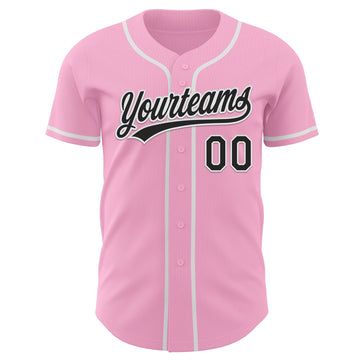 Custom Light Pink Black-White Authentic Baseball Jersey