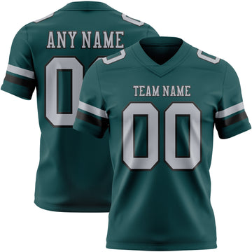 Custom Midnight Green Gray-Black Authentic Football Jersey