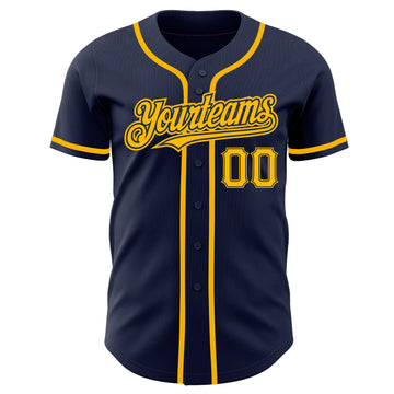 Custom Navy Gold Authentic Baseball Jersey
