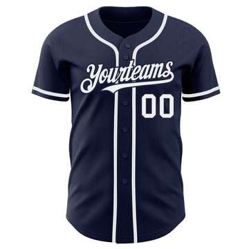 Custom Navy White Authentic Baseball Jersey