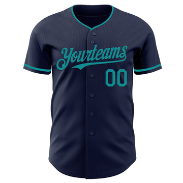 Custom Navy Teal Authentic Baseball Jersey