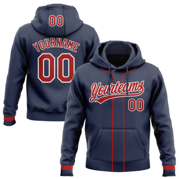 Custom Stitched Navy Red-White Baseball Pullover Sweatshirt Hoodie