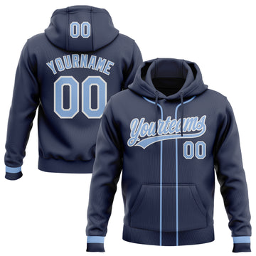 Custom Stitched Navy Light Blue-White Baseball Pullover Sweatshirt Hoodie