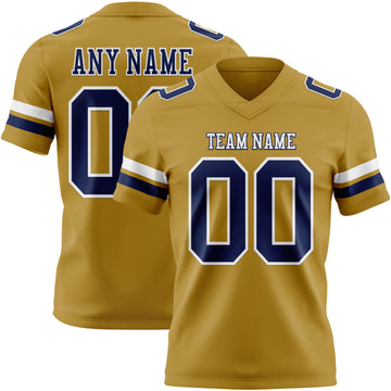 Custom Old Gold Navy-White Mesh Authentic Football Jersey