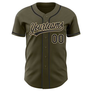 Custom Olive Black-Vegas Gold Authentic Salute To Service Baseball Jersey
