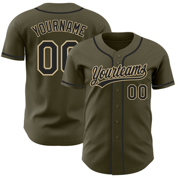 Custom Olive Black-Vegas Gold Authentic Salute To Service Baseball Jersey