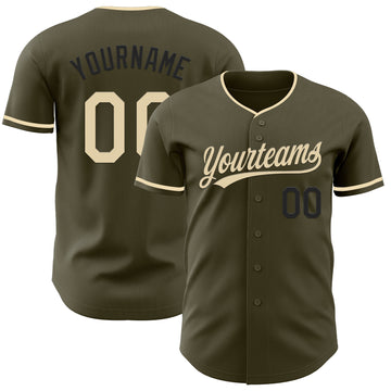 Custom Olive Cream-Black Authentic Salute To Service Baseball Jersey