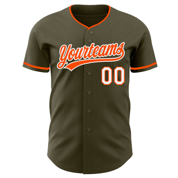 Custom Olive Orange-White Authentic Baseball Jersey