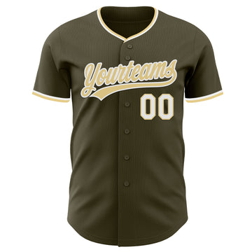 Custom Olive Vegas Gold-White Authentic Baseball Jersey
