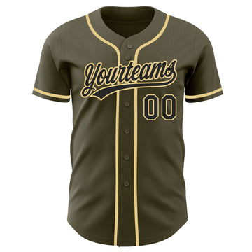 Custom Olive Black-Vegas Gold Authentic Baseball Jersey