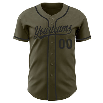 Custom Olive-Black Authentic Baseball Jersey