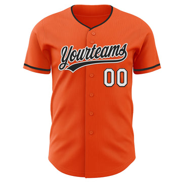 Custom Orange Black-White Authentic Baseball Jersey