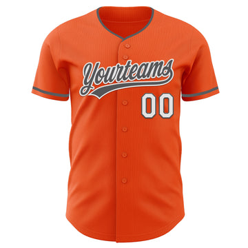 Custom Orange Steel Gray-White Authentic Baseball Jersey