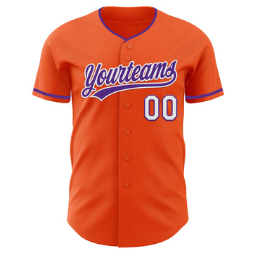 Custom Orange Purple-White Authentic Baseball Jersey