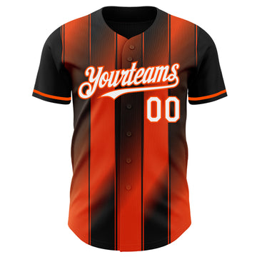 Custom Black White-Orange Gradient Classic Vertical Stripe Authentic Baseball Jersey