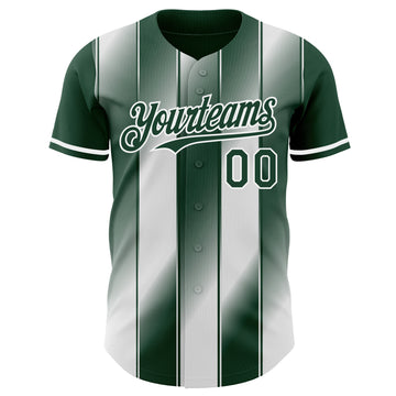 Custom Green-White Gradient Classic Vertical Stripe Authentic Baseball Jersey