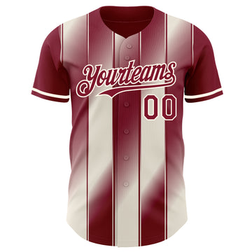 Custom Crimson Cream-Cream Gradient Classic Vertical Stripe Authentic Baseball Jersey