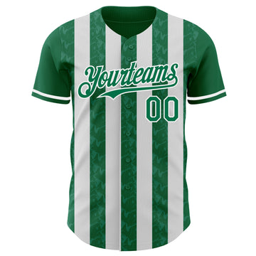 Custom Kelly Green-White Classic Vertical Stripe Fluid Liquid Texture Authentic Baseball Jersey