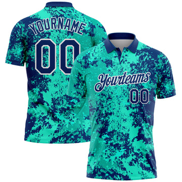 Custom US Navy Blue-White Abstract Splatter Performance Polo Shirt