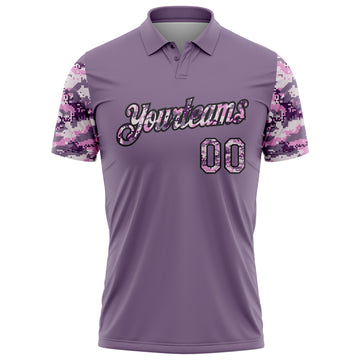 Custom Purple Camo-Black Camo Two Tone Performance Polo Shirt