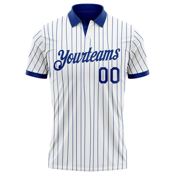 Custom White Royal Pinstripe-Royal Performance Polo Shirt