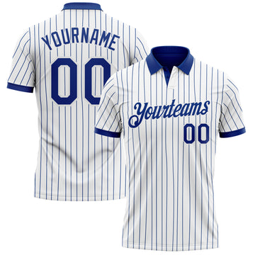 Custom White Royal Pinstripe-Royal Performance Polo Shirt