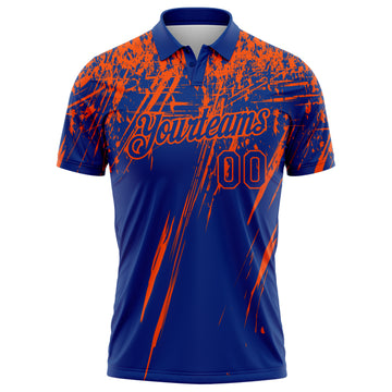 Custom Royal-Orange Distressed Scratch Brush Stroke Performance Polo Shirt