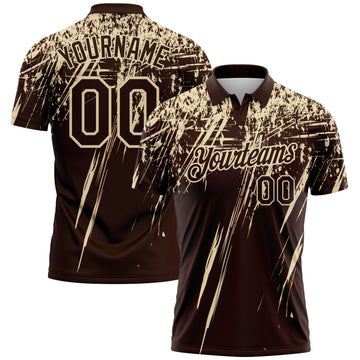 Custom Brown-Cream Distressed Scratch Brush Stroke Performance Polo Shirt
