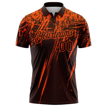 Custom Brown-Orange Distressed Scratch Brush Stroke Performance Polo Shirt