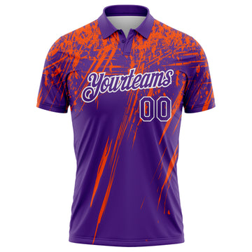 Custom Purple Orange-White Distressed Scratch Brush Stroke Performance Polo Shirt