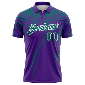 Custom Purple Teal-White Distressed Scratch Brush Stroke Performance Polo Shirt