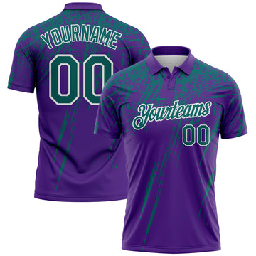 Custom Purple Teal-White Distressed Scratch Brush Stroke Performance Polo Shirt
