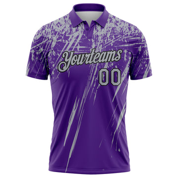 Custom Purple Gray-Black Distressed Scratch Brush Stroke Performance Polo Shirt