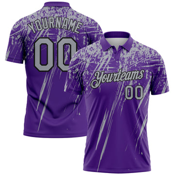 Custom Purple Gray-Black Distressed Scratch Brush Stroke Performance Polo Shirt