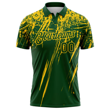 Custom Green-Yellow Distressed Scratch Brush Stroke Performance Polo Shirt