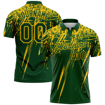 Custom Green-Yellow Distressed Scratch Brush Stroke Performance Polo Shirt