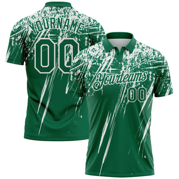 Custom Kelly Green-White Distressed Scratch Brush Stroke Performance Polo Shirt