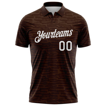 Custom Brown-White Distressed Fragment Brush Stroke Performance Polo Shirt