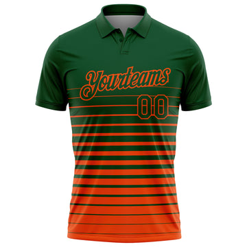 Custom Green-Orange Horizontal Gradient Stripe Performance Polo Shirt